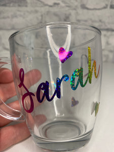 Personalised Glass Cup for Tea, Coffee Gift