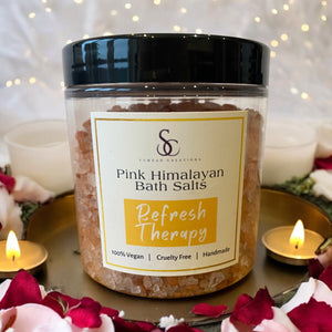 Pink Himalayan Fragranced Bath Salts, REFRESH THERAPY, Mood Therapy Wellness Range.