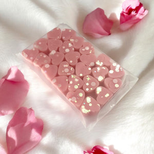 Pack of 25 Valentines Mini Melts | Pink Heart Shaped Wax Melts in Various Scents