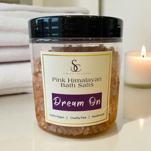 Pink Himalayan Fragranced Bath Salts, DREAM ON, Mood Therapy Wellness Range.