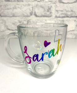 Personalised Glass Cup for Tea, Coffee Gift