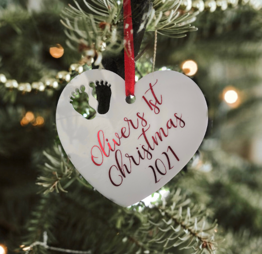 Baby’s first Christmas tree decoration | personalised Xmas tree hanging ornament