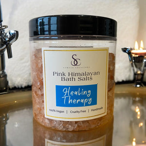 Pink Himalayan Fragranced Bath Salts, HEALING THERAPY, Mood Therapy Wellness Range.