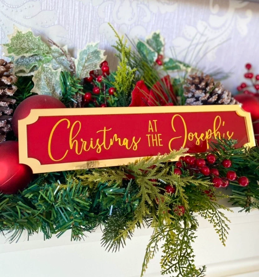 Personalised Christmas Sign Decoration “Christmas at the ….” Railway Sign