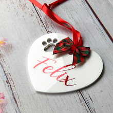 Load image into Gallery viewer, Christmas tree decoration for pets | personalised Xmas tree hanging ornament
