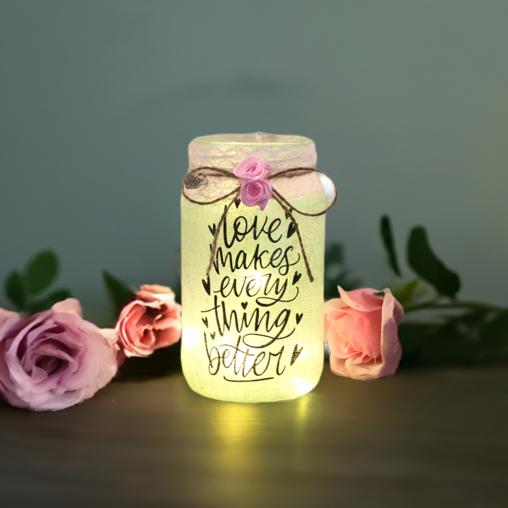 Light Up Jar with Love Quote