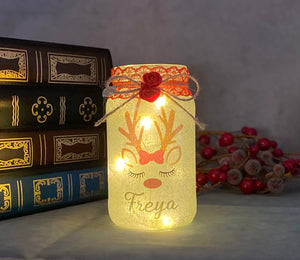 Personalised Reindeer Light up Jar for Christmas