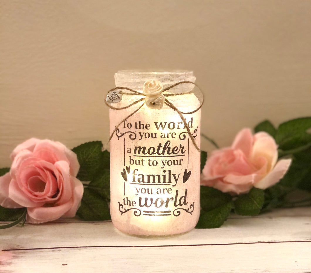 Gift for mum, light up jar, home decor, mother quote Christmas birthday or Mother’s Day present