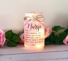 Load image into Gallery viewer, Nurse gift, funny key worker hero present, light up jar, home decor
