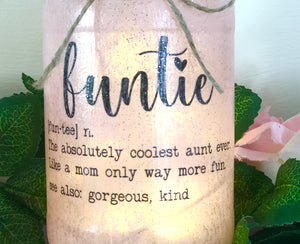 Gift for aunt, light up jar, home decor, missing you gift, funny definition, funtie