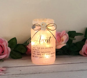 Gift for aunt, light up jar, home decor, missing you gift, funny definition