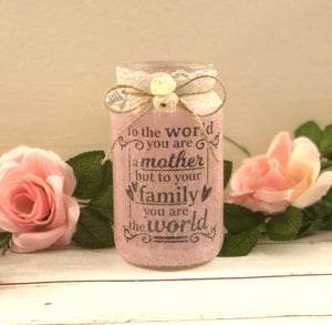 Gift for mum, light up jar, home decor, mother quote Christmas birthday or Mother’s Day present