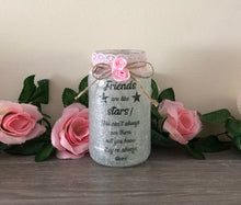 Load image into Gallery viewer, Gift for friend, light up jar, home decor, friends are like stars, friendship missing you gift
