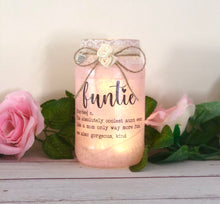 Load image into Gallery viewer, Gift for aunt, light up jar, home decor, missing you gift, funny definition, funtie

