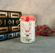 Load image into Gallery viewer, Personalised Reindeer Light up Jar for Christmas
