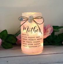 Load image into Gallery viewer, Gift for mum, light up jar, home decor, mother definition Christmas birthday or Mother’s Day present
