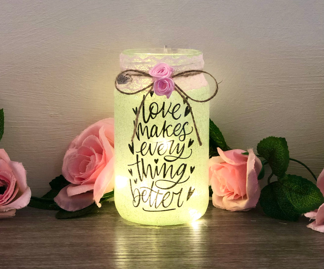 Light Up Jar with Love Quote